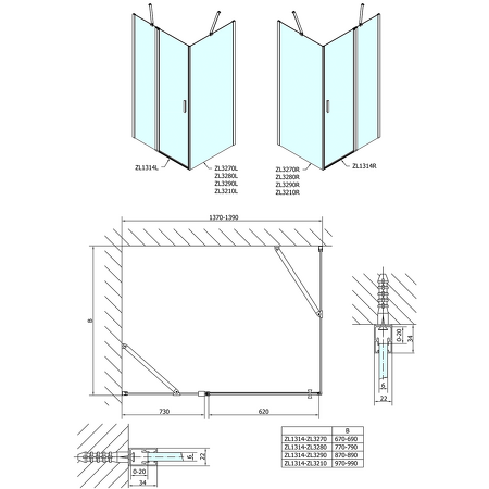 Zoom Line obdélníkový sprchový kout 1400x900mm L/P varianta