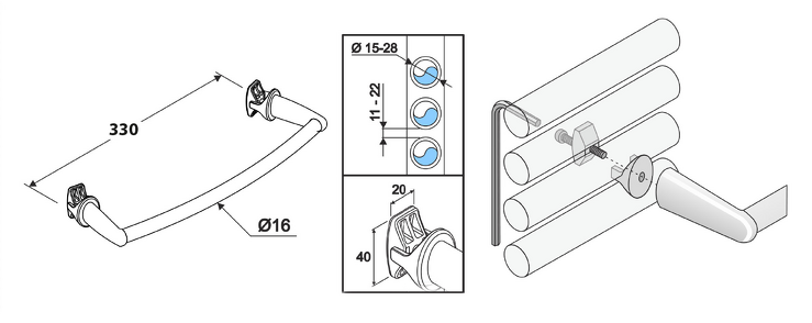Sušák ručníků na otopná tělesa 33 cm oblý, bílá
