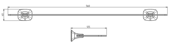 AIDA skleněná police 560mm, chrom