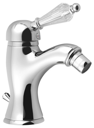 KIRKÉ CRYSTAL stojánková bidetová baterie s výpustí, páčka krystal, chrom