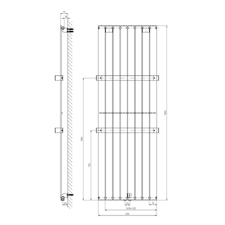 COLONNA otopné těleso 602x1800mm, bílá