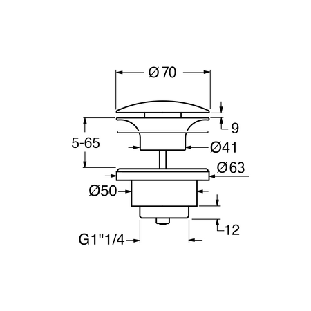 GSI umyvadlová výpust 5/4“, neuzavíratelná, tl.5-65 mm, keramická krytka, tortora mat