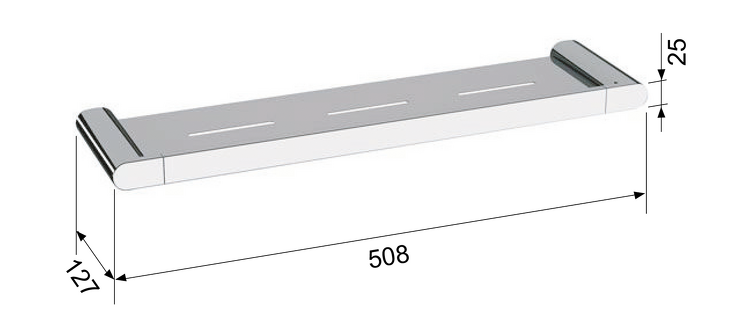 FLORI polička 508x25x127mm, černá mat