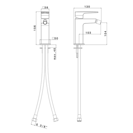 DIMY stojánková bidetová baterie bez výpusti, černá mat