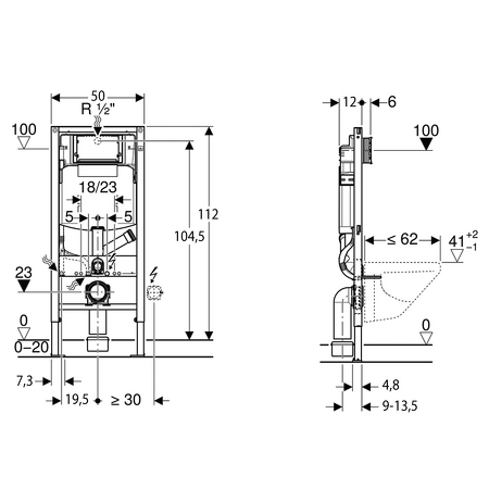 GEBERIT DUOFIX podomítková nádržka Sigma 12 cm, pro odsávání zápachu