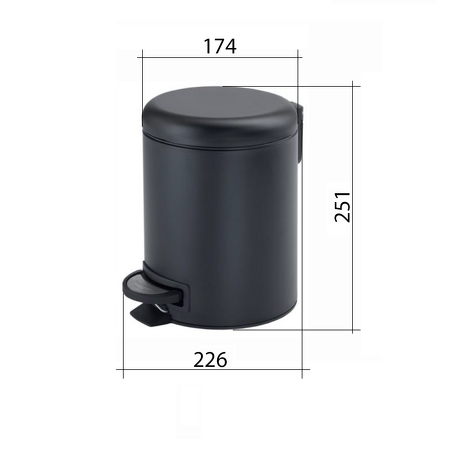 POTTY odpadkový koš 3l, Soft Close, černá mat