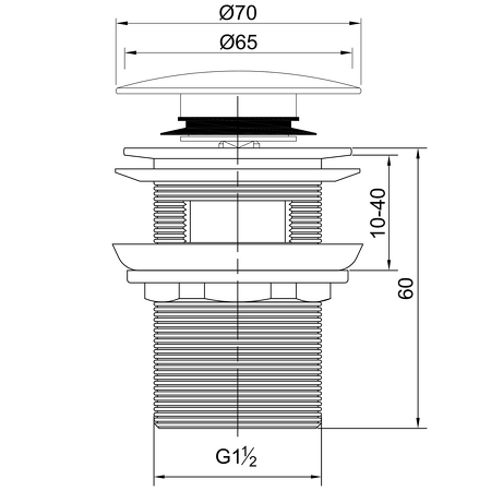 Vanová výpust 6/4", Click Clack, pro vany s integrovaným přepadem, mosaz/chrom