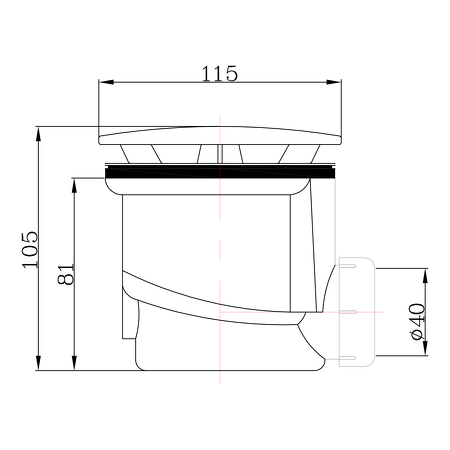 Vaničkový sifon, průměr otvoru 90 mm, DN40, krytka ABS/chrom