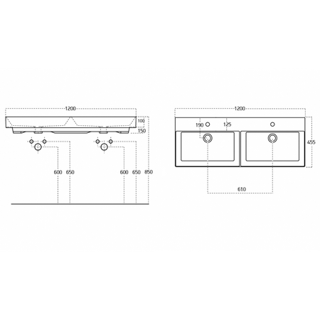 KARE 120 nábytkové dvojumyvadlo, 120x46 cm
