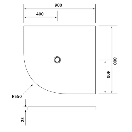FLEXIA vanička z litého mramoru čtvrtkruh, s možností úpravy rozměru, 90x80x2,5cm, R550, pravá