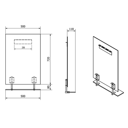 WEGA zrcadlo 500x800mm, s policí, černá mat