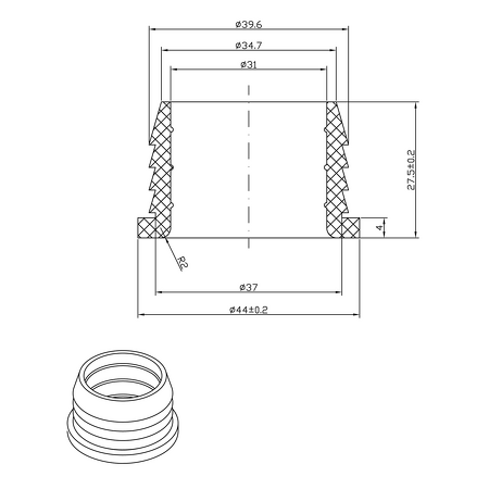 Přechodka 32mm - 40mm, guma