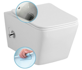 PORTO závěsná WC mísa Rimless, integrovaná baterie a bidet. sprška, 36x52 cm, bílá náhledová fotka produktu