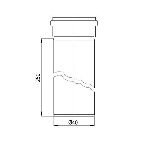 Prodlužovací odpadní HT trubka, 40/250mm, bílá