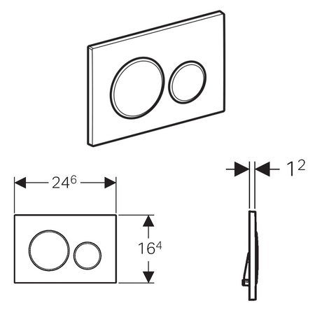 GEBERIT SIGMA20 ovládací tlačítko, Easy-to clean/černá mat