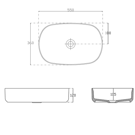 INFINITY OVAL keramické umyvadlo na desku, 55x36 cm, ivory