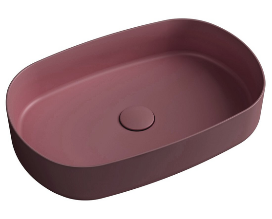 INFINITY OVAL keramické umyvadlo na desku, 55x36 cm, maroon red