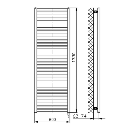 TONDI-E elektrické otopné těleso rovné 600x1330 mm, 600W, bílá