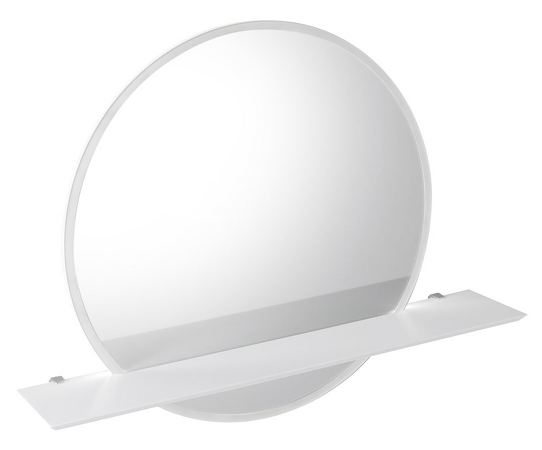VISO kulaté zrcadlo s LED osvětlením a policí, ø 80cm, bílá mat