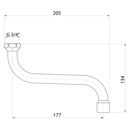Universální výtokové ramínko k baterii, 177 mm, typ-S, chrom