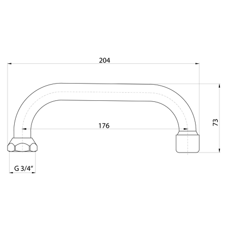 Universální výtokové ramínko k baterii, 176 mm, typ-U, chrom