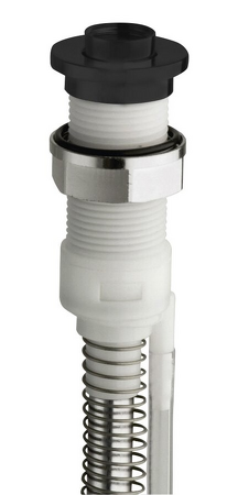 FOLLOW ME sprchová průchodka s odvodněním na okraj vany vč. hadice a drenážního kusu, kulatá, černá mat