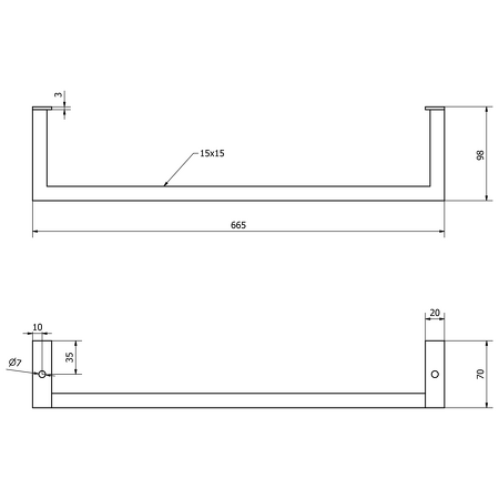 HANG držák ručníků pod umyvadlo 665x98mm, černá mat