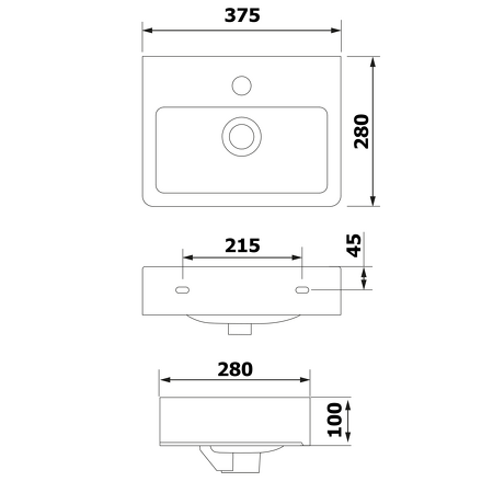 NOAM keramické umývátko 37x28 cm, bílá