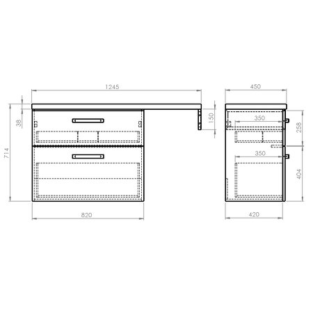VEGA sestava koupelnového nábytku, š. 125 cm, dub platin
