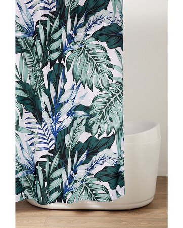 Sprchový závěs 180x200cm, polyester, zelené listy