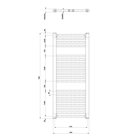 DIRECT otopné těleso s bočním připojením 450x960 mm, 447 W, bílá