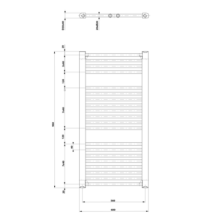 DIRECT otopné těleso s bočním připojením 600x960 mm, 597 W, bílá