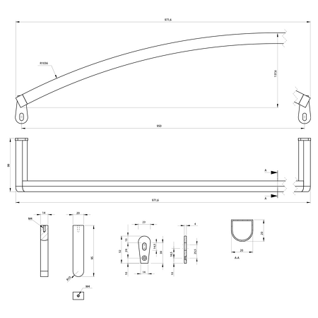 NORM čelní držák ručníků 100 cm, chrom