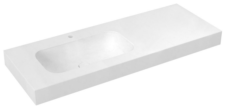 EMICO umyvadlo, Rockstone, 190x50cm, límec L, levé, bílá mat