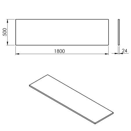 PLATO deska Rockstone 1800x24x500mm, bílá mat