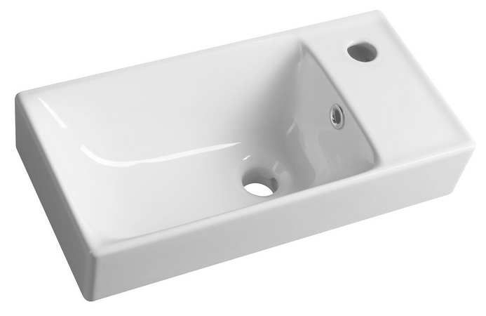 NUALI keramické umyvadlo 50x25cm, baterie vpravo, bílá
