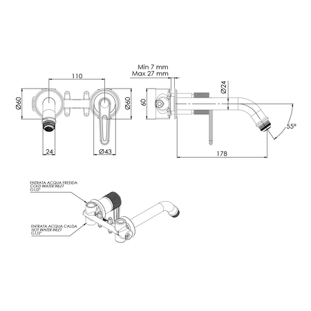 BEBÉ podomítková umyvadlová baterie, chrom
