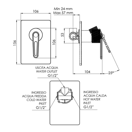 BEBÉ podomítková sprchová baterie, 1 výstup, chrom