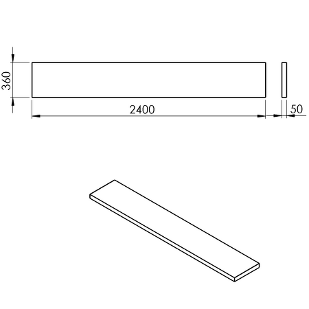 AVICE deska 240x36cm, dub Rover
