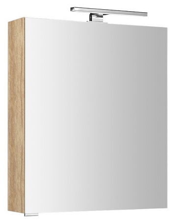 MIRRÓ galerka s LED osvětlením, 60x70x16cm, levá/pravá, dub alabama