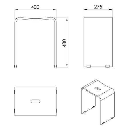 TRENDY koupelnová stolička 40x48x27,5cm, bílá mat