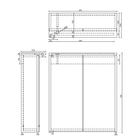 KAWA STRIP galerka s LED osvětlením 60x70x22cm, bílá