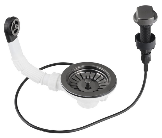 Dřezová nerez výpust 6/4", s přepadem a ovládáním, černá