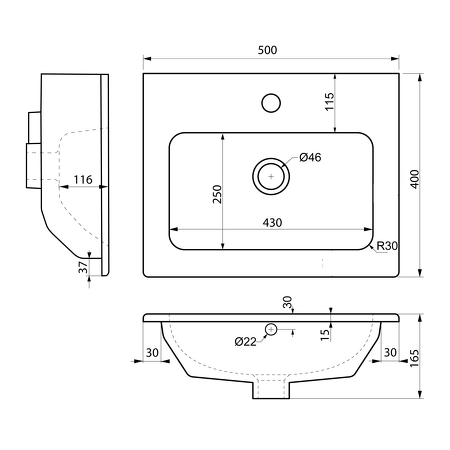 Koupelnový set CIRASA 50, borovice rustik