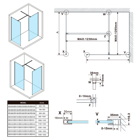 ESCA čiré sklo 800x2100mm