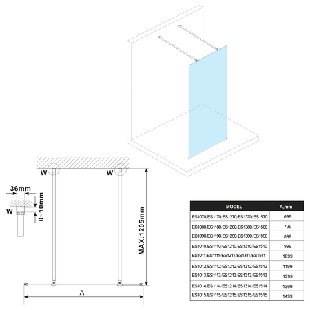 ESCA kouřové sklo 800x2100mm