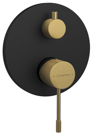 SOLARIS podomítková sprchová baterie, 2 výstupy, černá/zlato mat