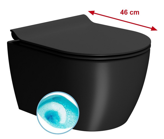 PURA závěsná WC mísa, Swirlflush, 35x46cm, černá dual-mat