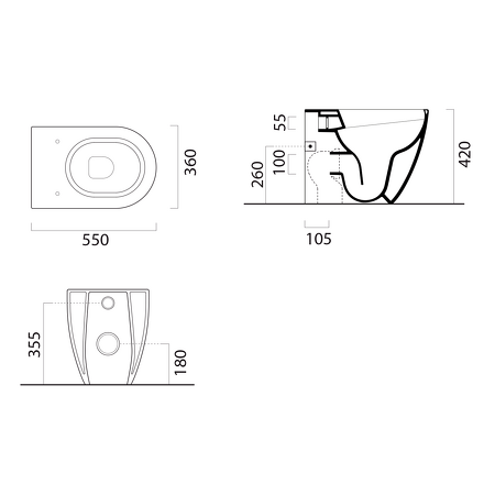PURA WC mísa stojící, Swirlflush, 36x55cm, spodní/zadní odpad, cenere dual-mat