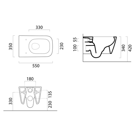 NUBES závěsná WC mísa, Swirlflush, 35x55cm, bílá dual-mat